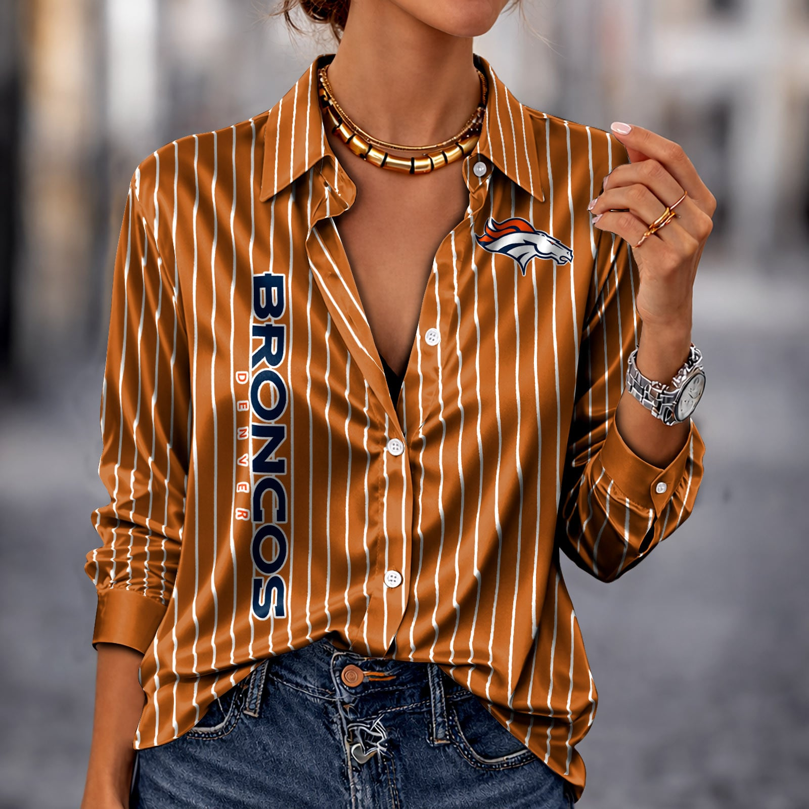 DEN x NFL Premium Stripe Shirt DATND TANTD 010426 Orange