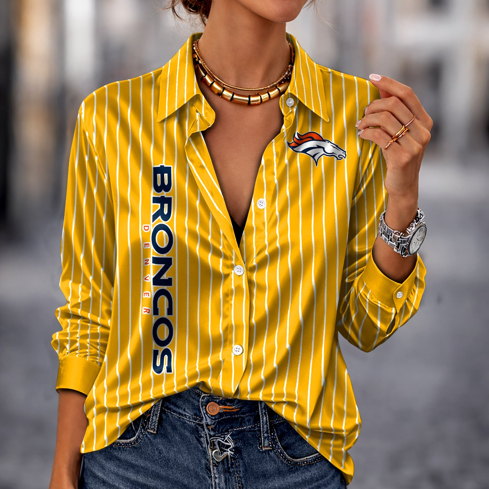 DEN x NFL Premium Stripe Shirt DATND TANTD 010426 Yellow