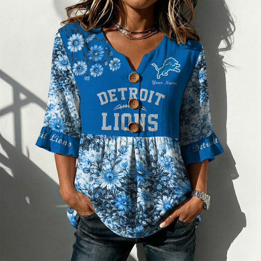 DET x NFL Floral V-neck Babydoll Shirt DATND TANTD 210426