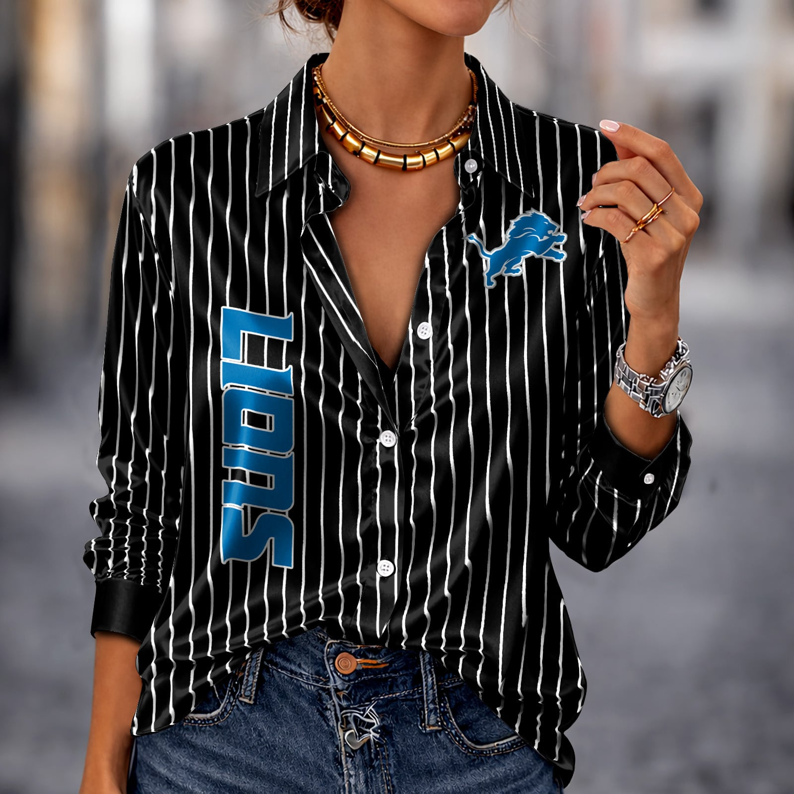 DET x NFL Premium Stripe Shirt DATND TANTD 010426 Black