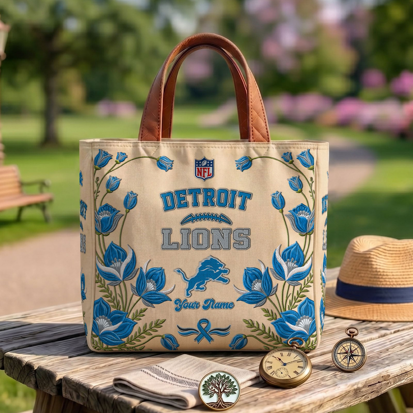 DET x NFL Printed Canvas Tote Bag 1604 DatND DVT