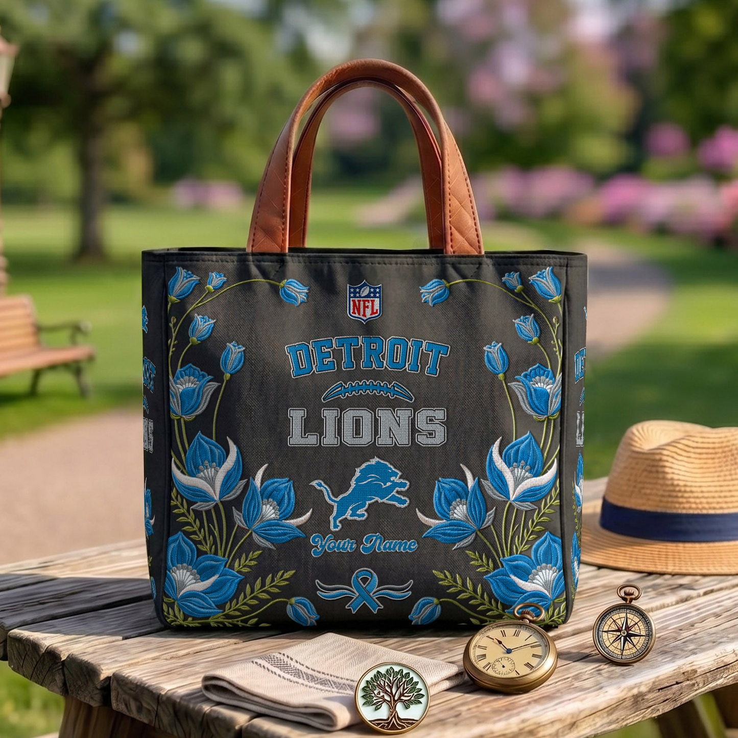 DET x NFL Printed Canvas Tote Bag 1604 DatND DVT