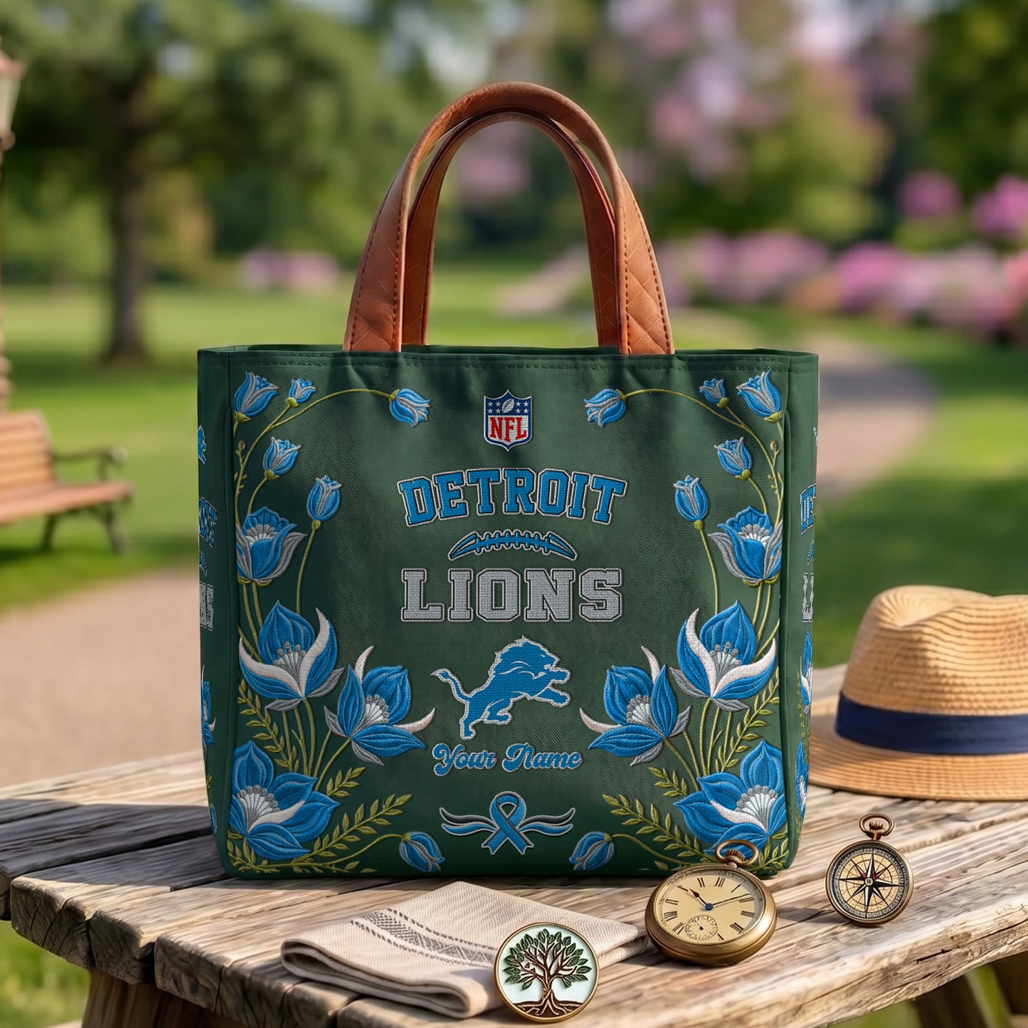 DET x NFL Printed Canvas Tote Bag 1604 DatND DVT
