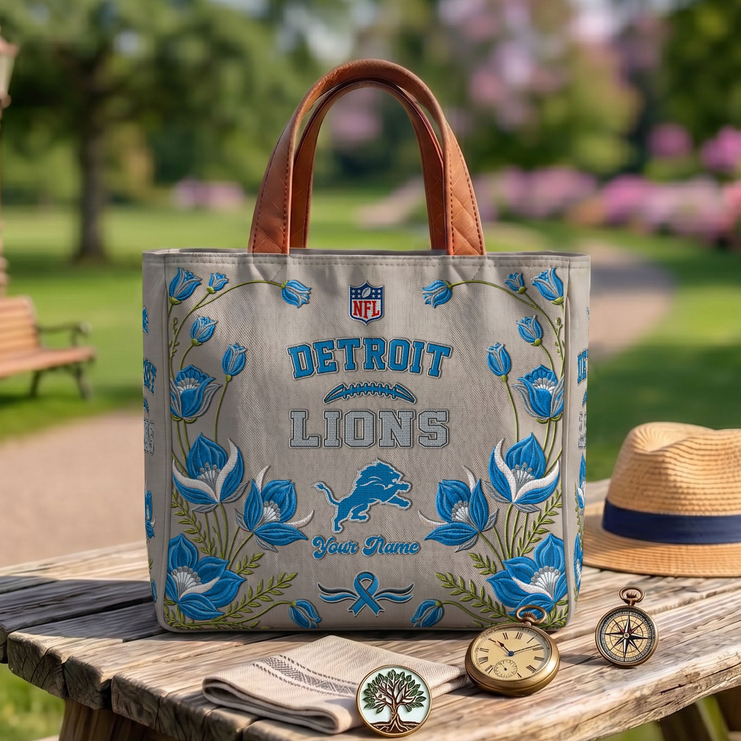 DET x NFL Printed Canvas Tote Bag 1604 DatND DVT
