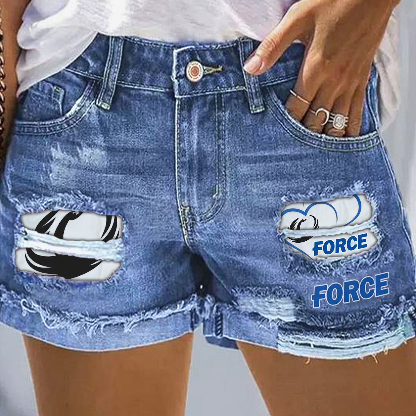 FOR x SPR Rip Print Fashion Denim Shorts 0904 DatND DVT