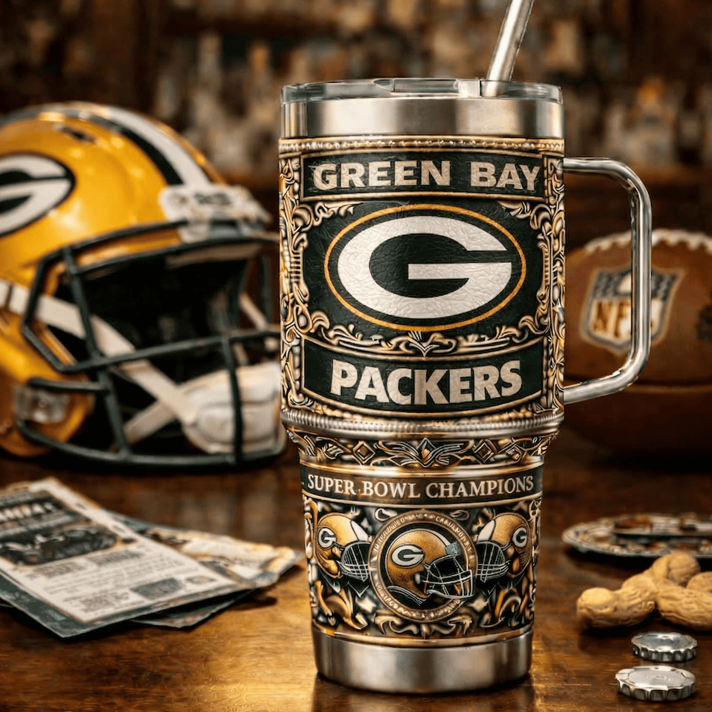GB x NFL 40oz Insulated Tumbler With Handle – Premium Fan Edition 0605 DatND DVT