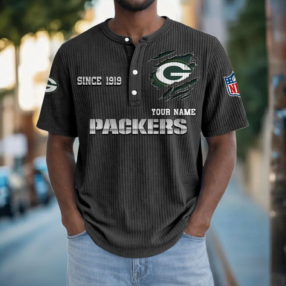 GB x NFL Crew Neck Button Henley Tshirt 0405 DatND DVT