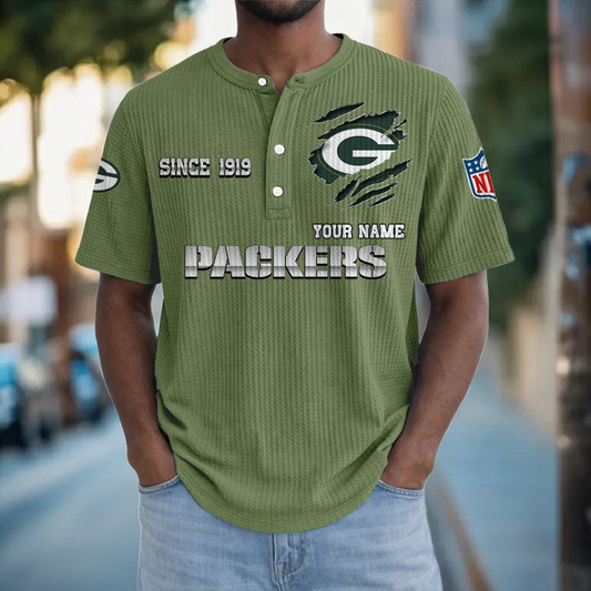 GB x NFL Crew Neck Button Henley Tshirt 0405 DatND DVT
