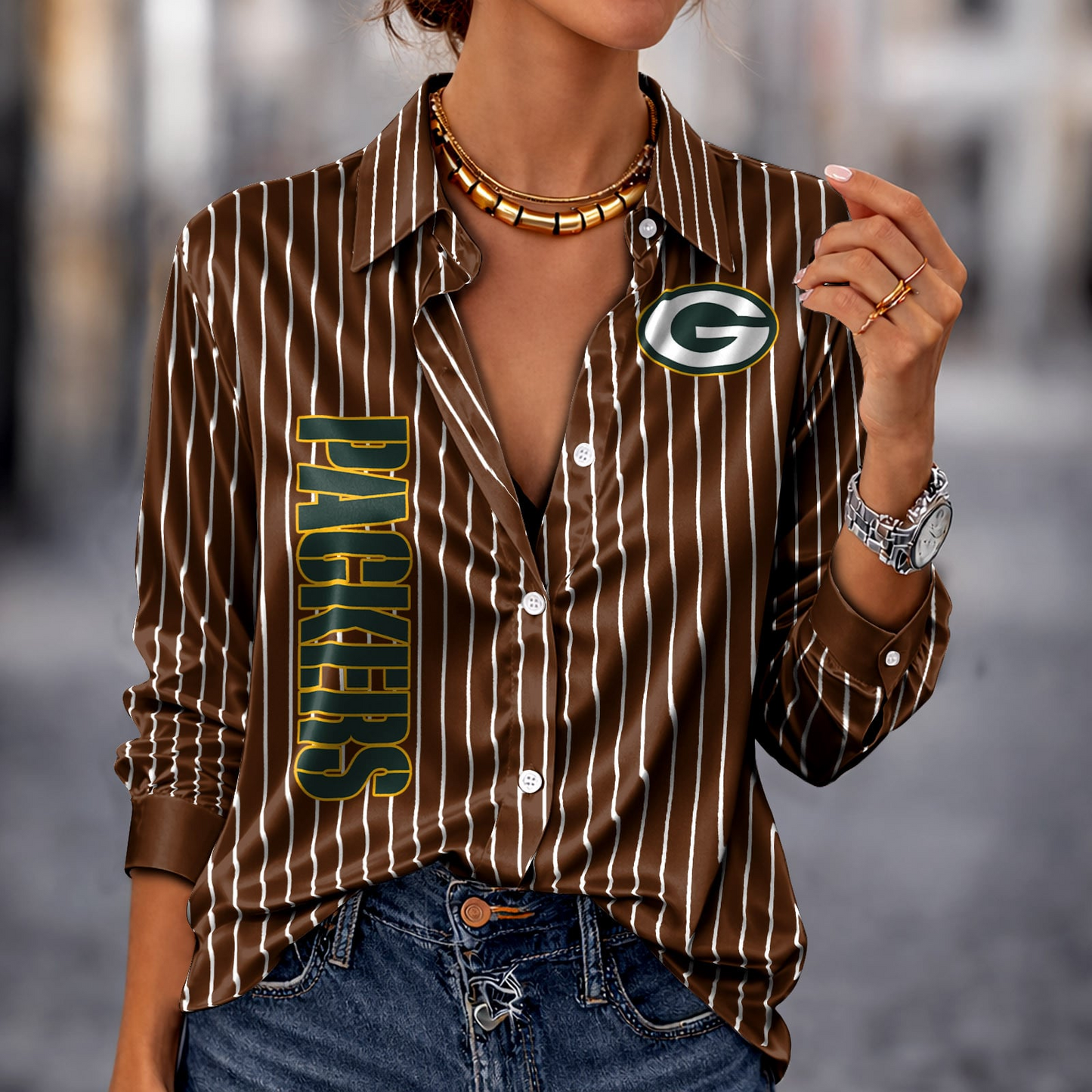 GB x NFL Premium Stripe Shirt DATND TANTD 010426 Brown