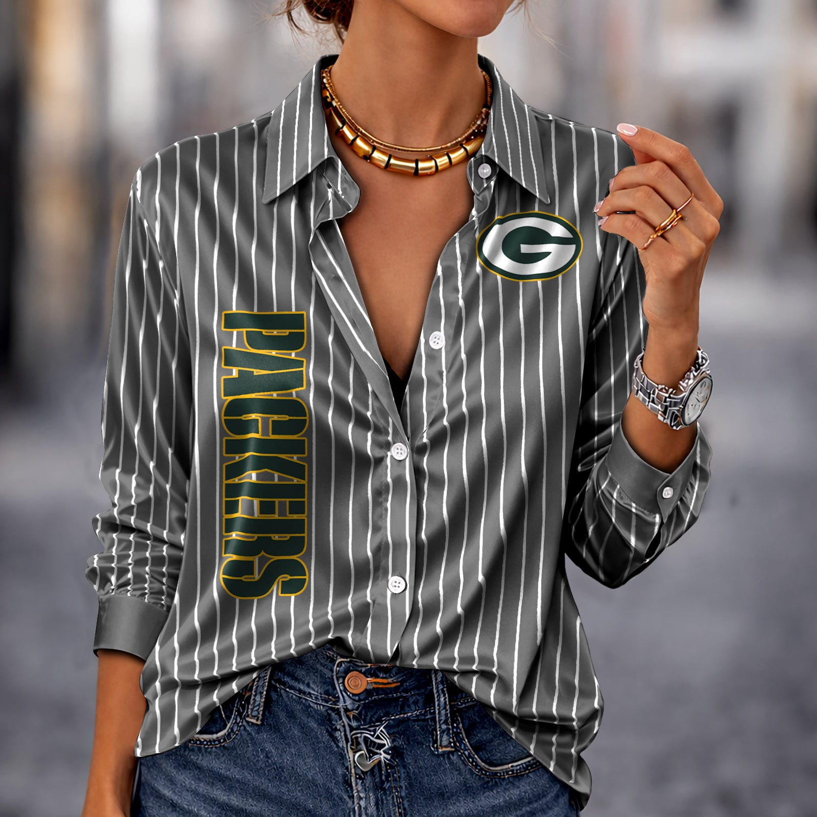 GB x NFL Premium Stripe Shirt DATND TANTD 010426 Grey