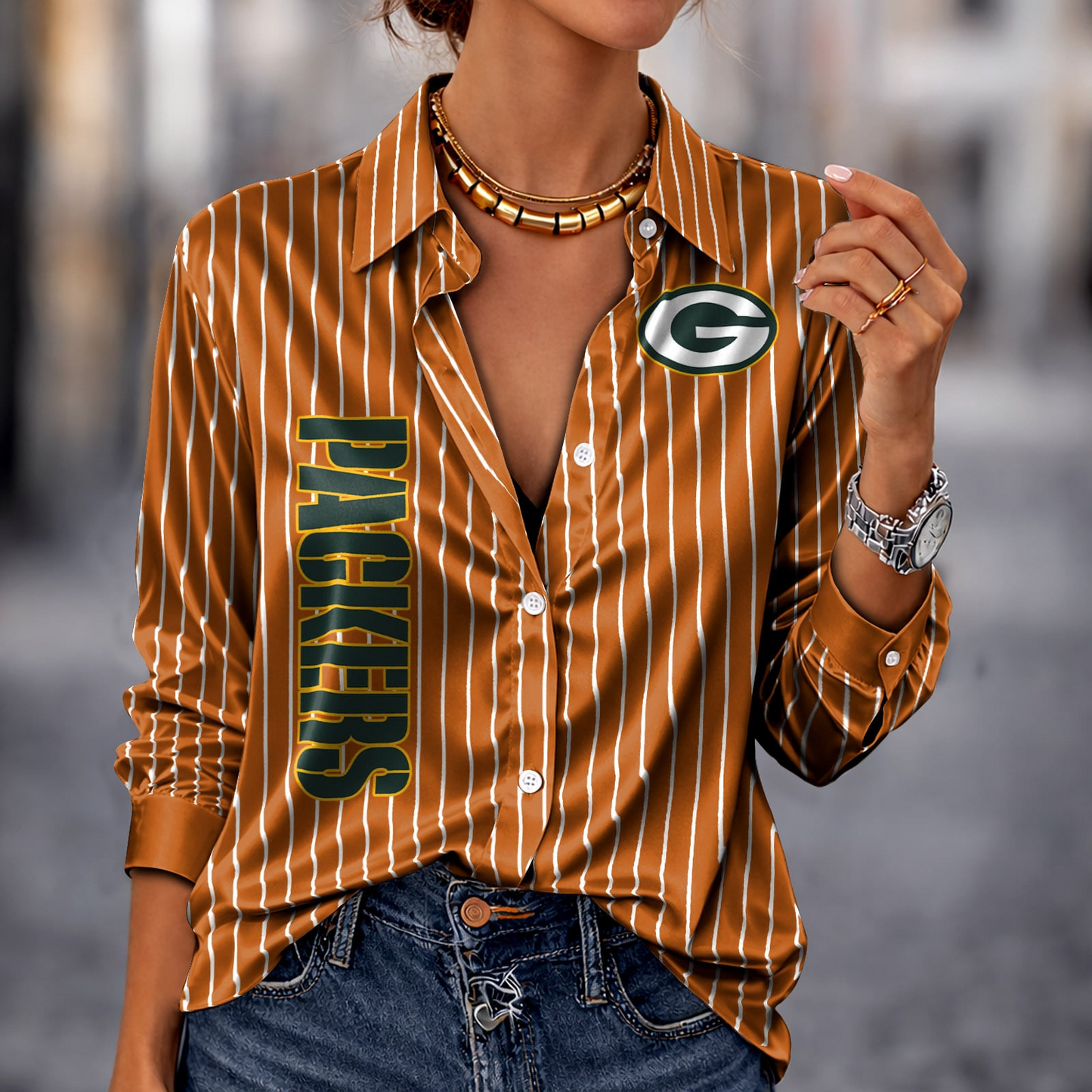 GB x NFL Premium Stripe Shirt DATND TANTD 010426 Orange