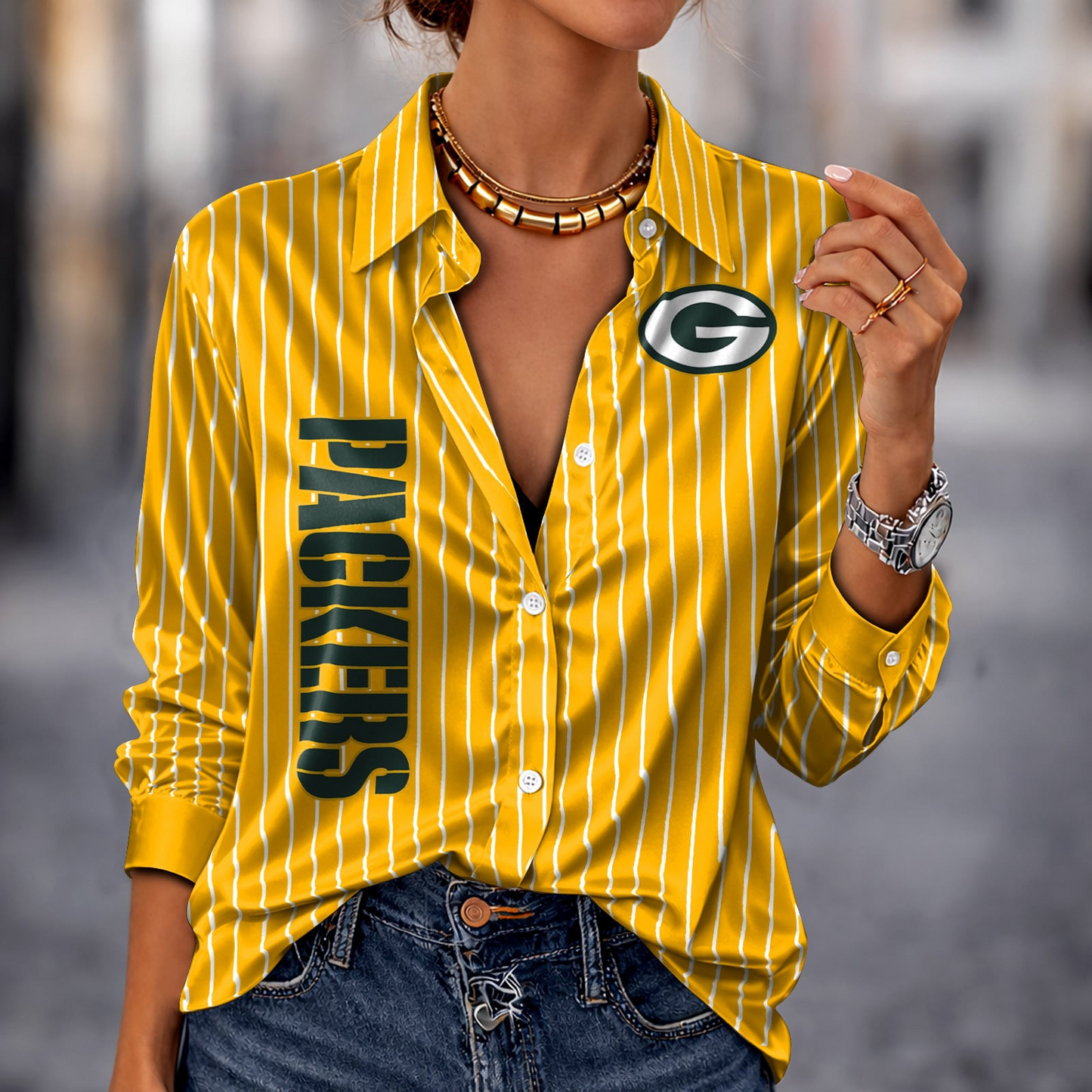 GB x NFL Premium Stripe Shirt DATND TANTD 010426 Yellow