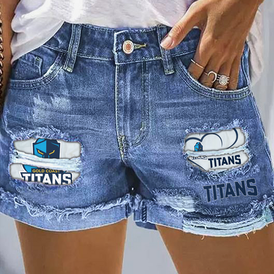 GLD x NRL Rip Print Fashion Denim Shorts 0904 DatND DVT