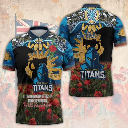 GLD x NRL Rugby ANZAC Day Zipper Polo Shirt Last Post Poppy We Will Remember Them LT14 DatND DVT