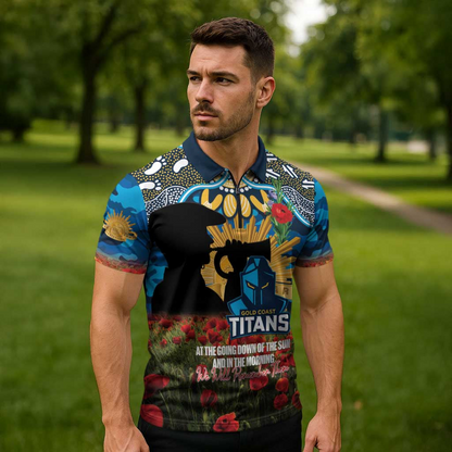 GLD x NRL Rugby ANZAC Day Zipper Polo Shirt Last Post Poppy We Will Remember Them LT14 DatND DVT