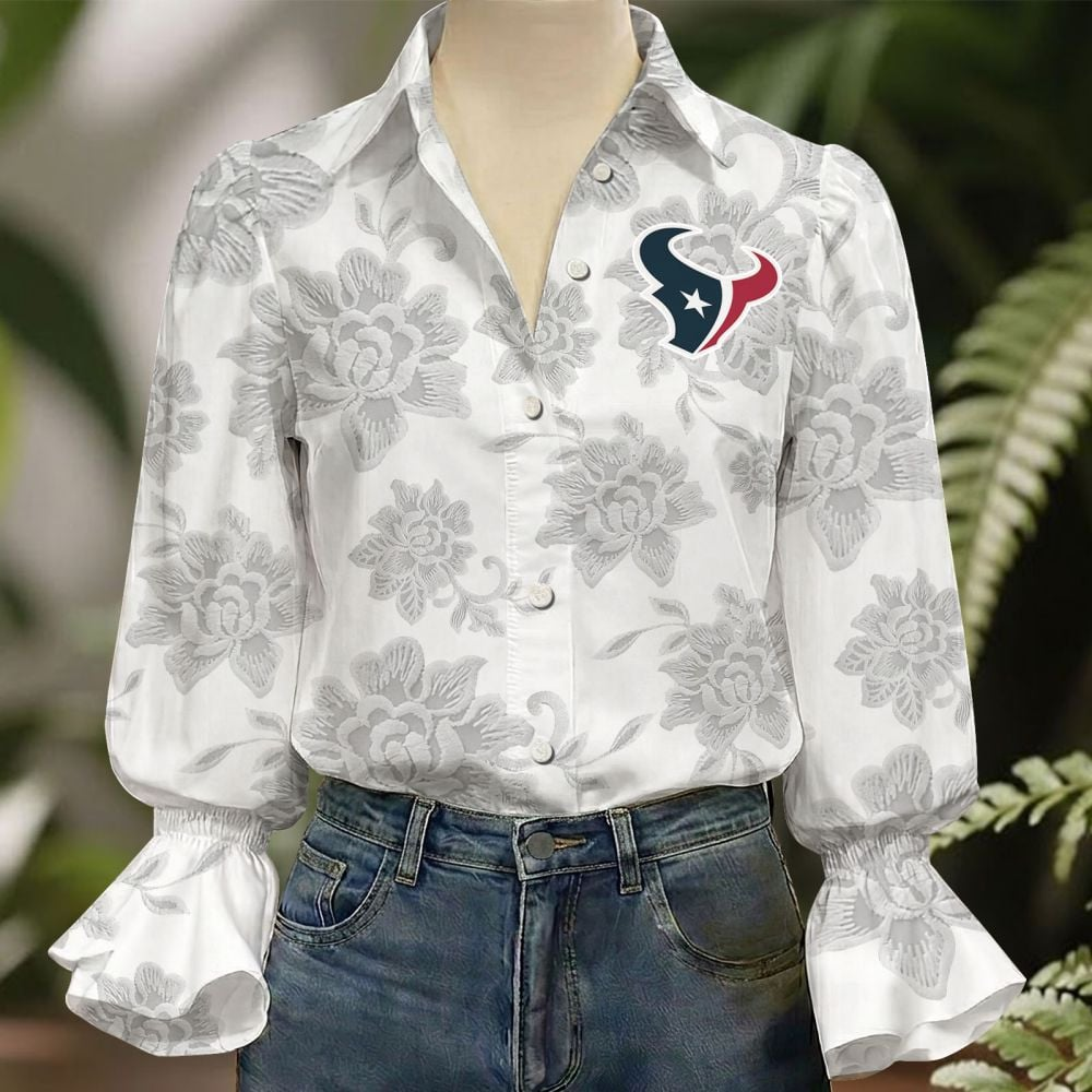 HOU x NFL 3D Collared Lace Long Sleeved Shirt 2004 DatND DVT