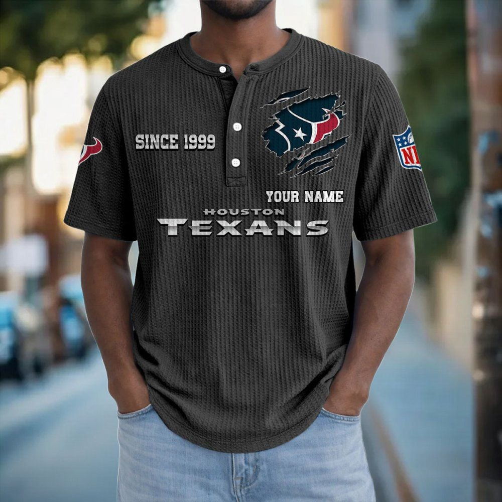 HOU x NFL Crew Neck Button Henley Tshirt 0405 DatND DVT