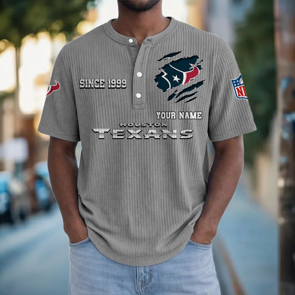 HOU x NFL Crew Neck Button Henley Tshirt 0405 DatND DVT