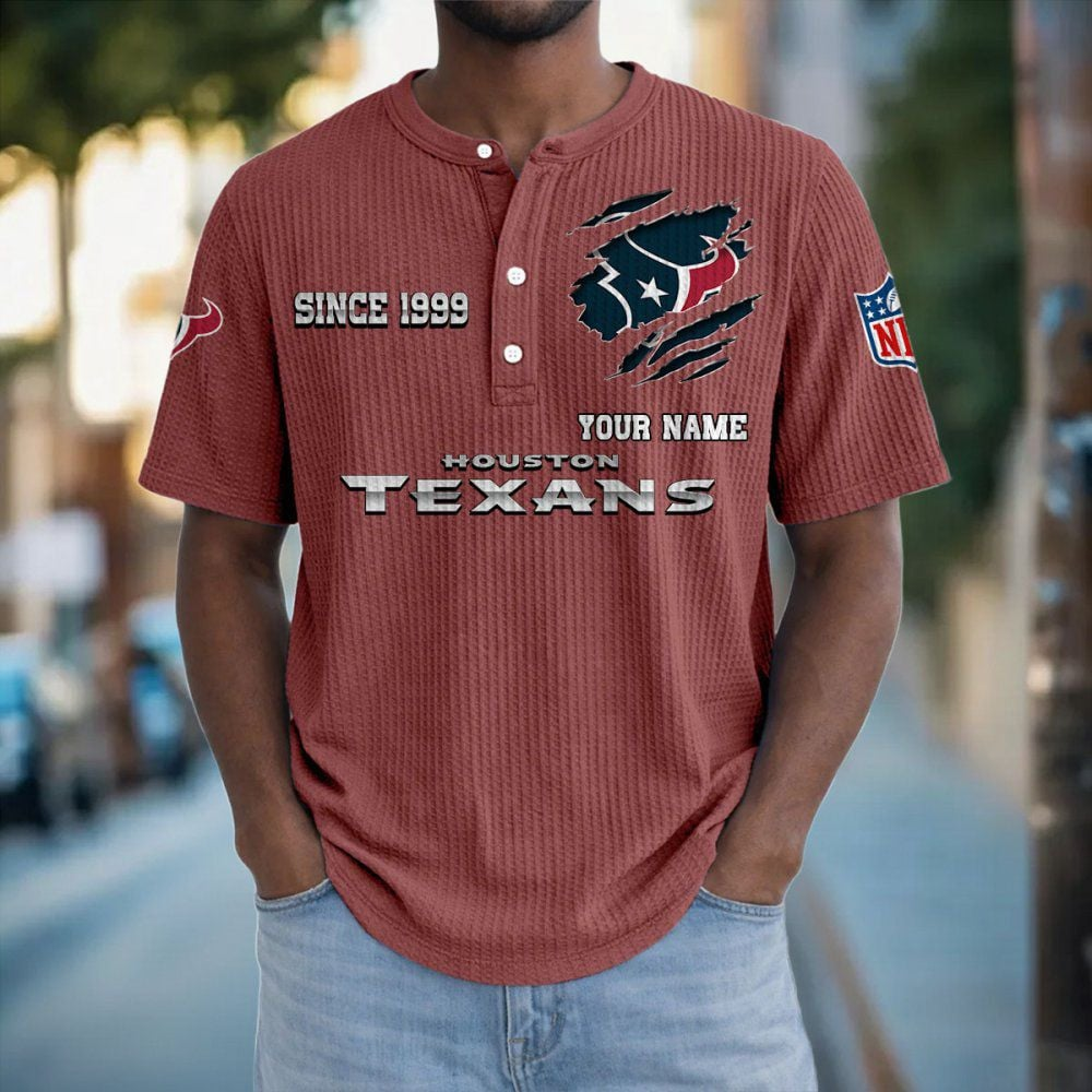 HOU x NFL Crew Neck Button Henley Tshirt 0405 DatND DVT