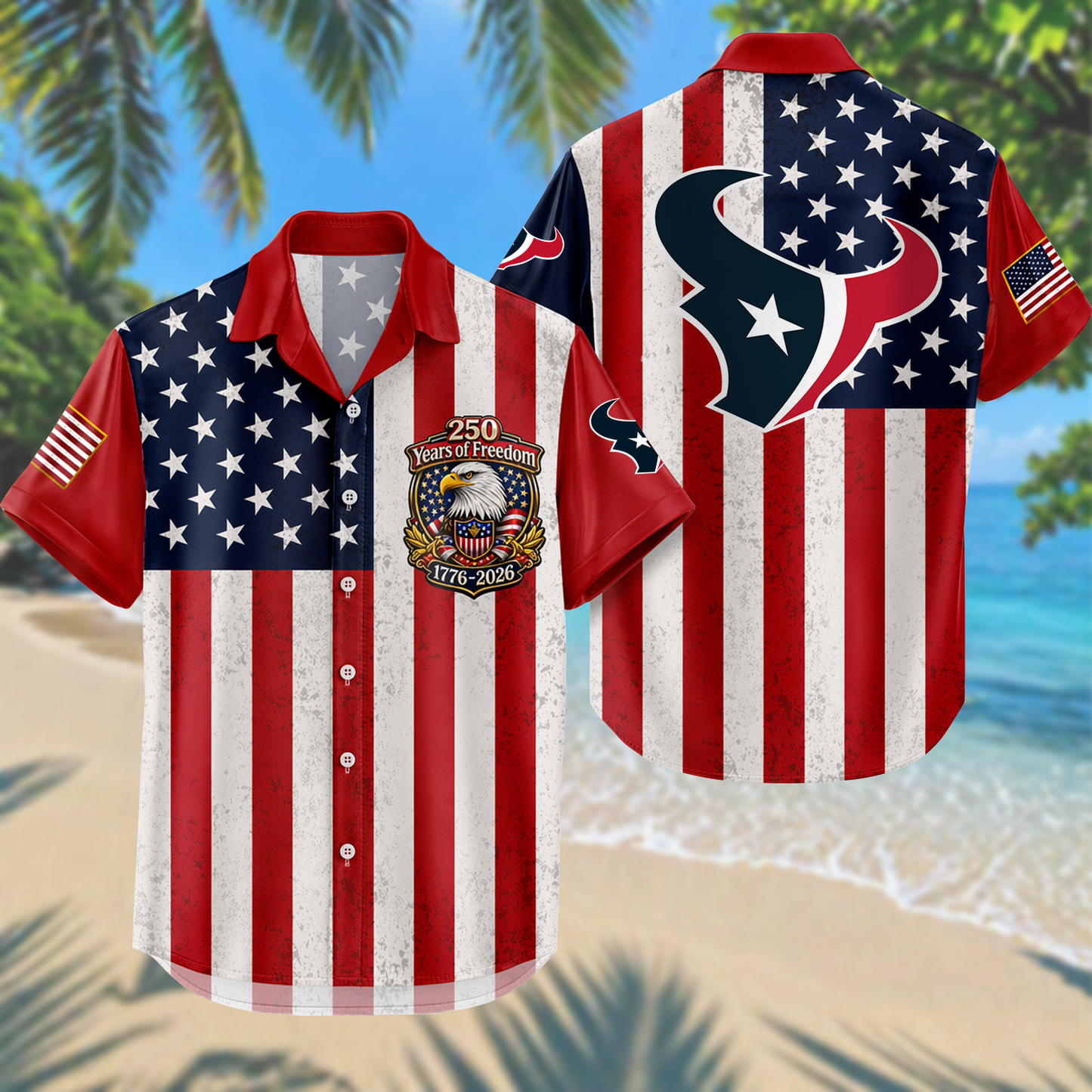 HOU x NFL USA Flag 250 Years Independence 1776–2026 Hawaiian Shirt 2104 DatND DVT