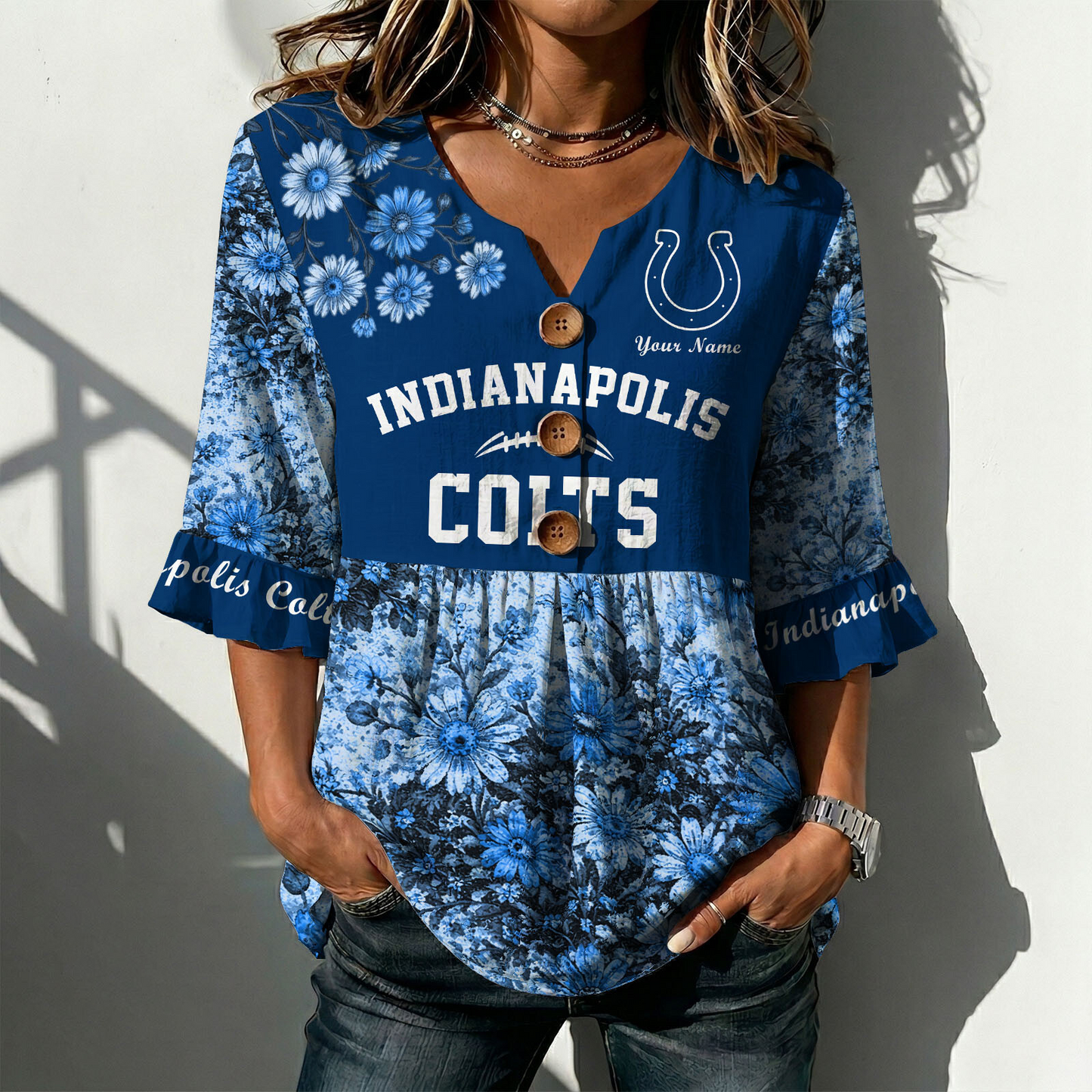 IND x NFL Floral V-neck Babydoll Shirt DATND TANTD 210426
