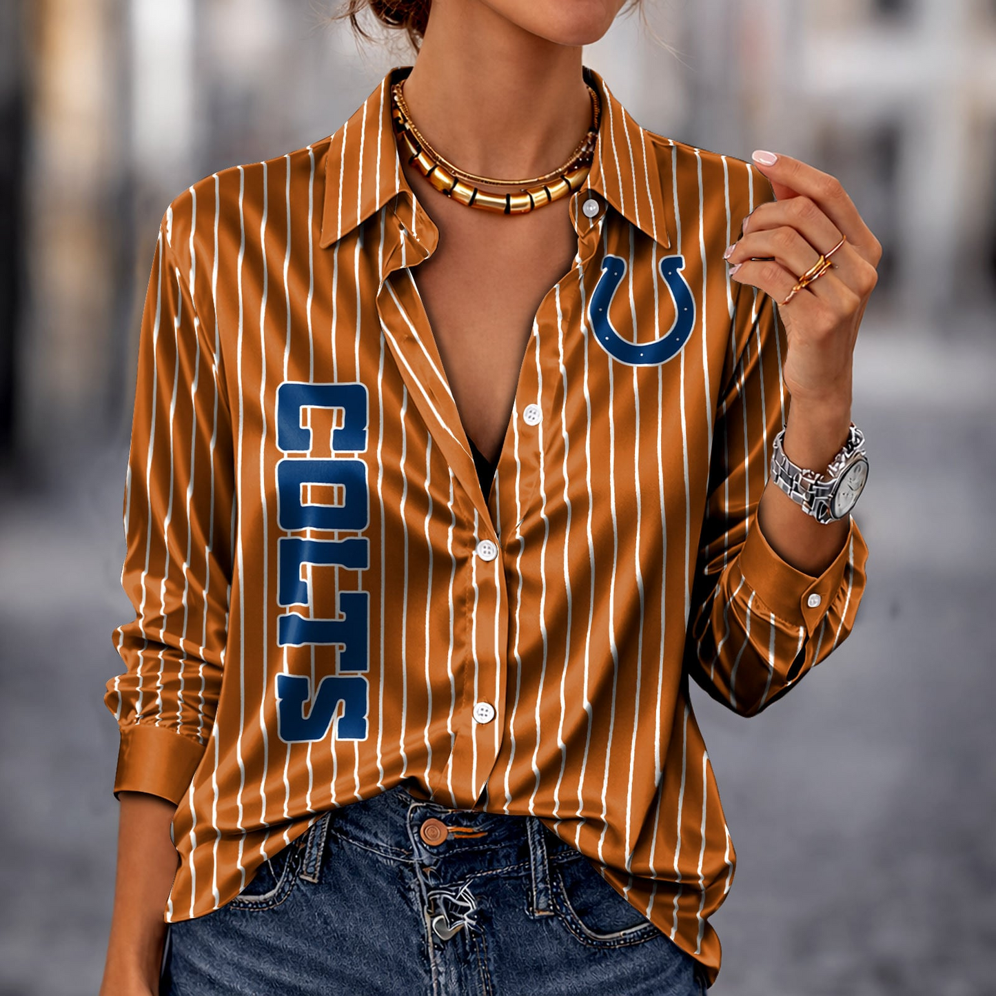 IND x NFL Premium Stripe Shirt DATND TANTD 010426 Orange