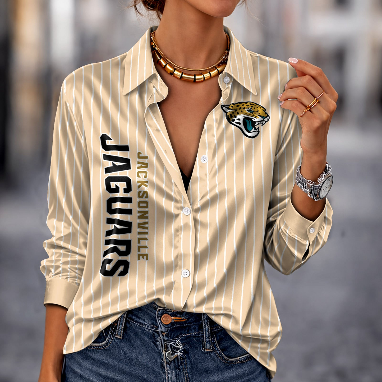 JAX x NFL Premium Stripe Shirt DATND TANTD 010426 Beige