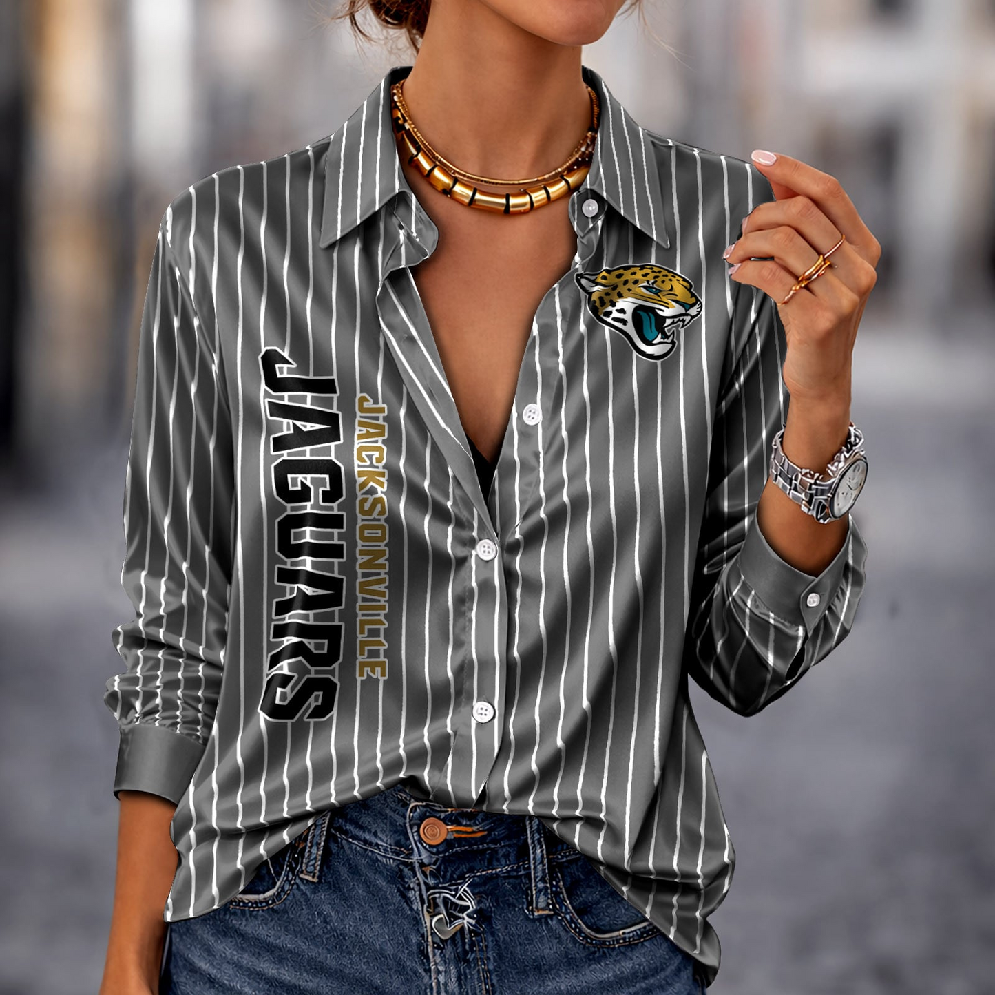 JAX x NFL Premium Stripe Shirt DATND TANTD 010426 Grey