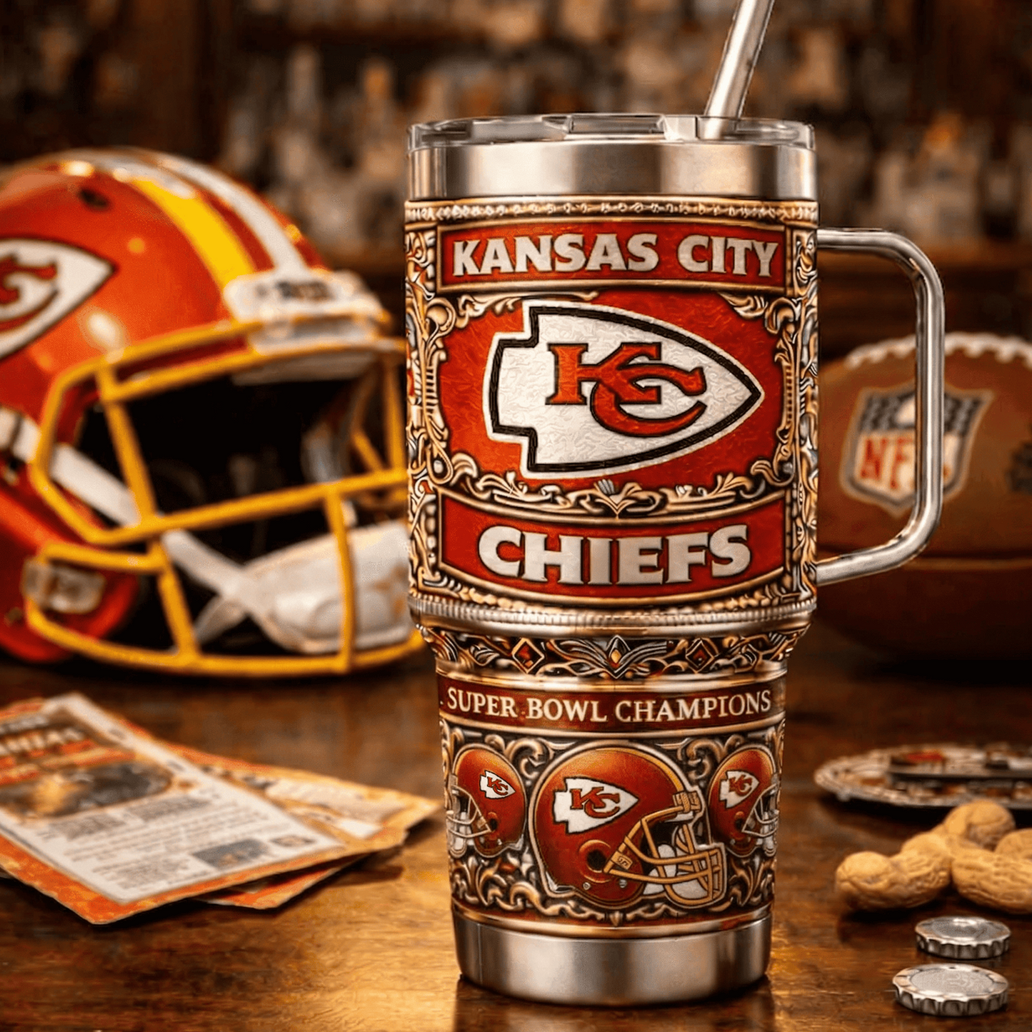 KC x NFL 40oz Insulated Tumbler With Handle – Premium Fan Edition 0605 DatND DVT