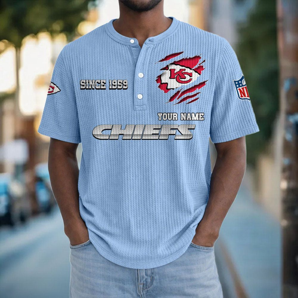 KC x NFL Crew Neck Button Henley Tshirt 0405 DatND DVT