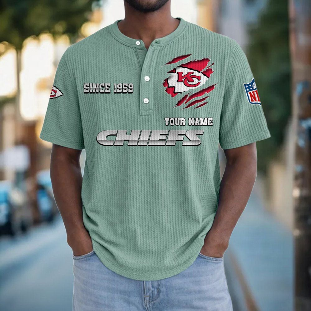 KC x NFL Crew Neck Button Henley Tshirt 0405 DatND DVT