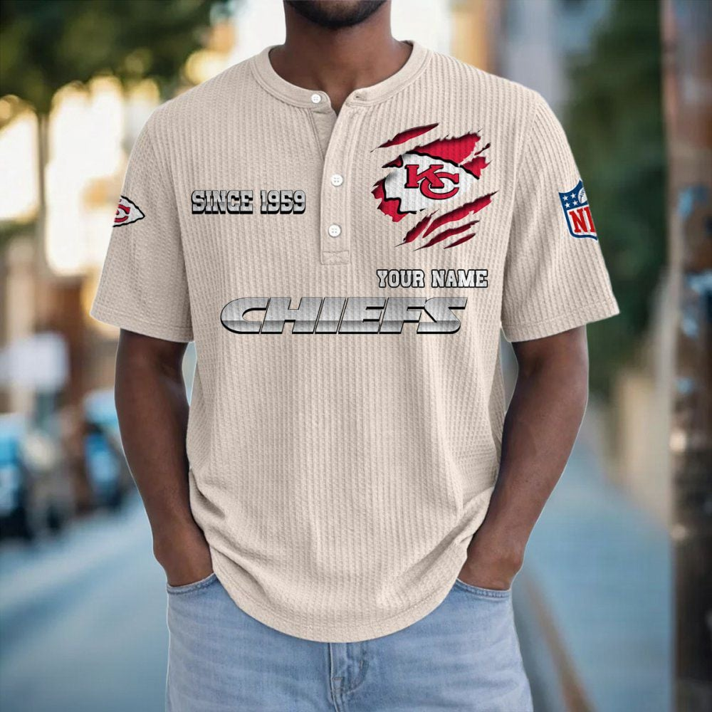 KC x NFL Crew Neck Button Henley Tshirt 0405 DatND DVT