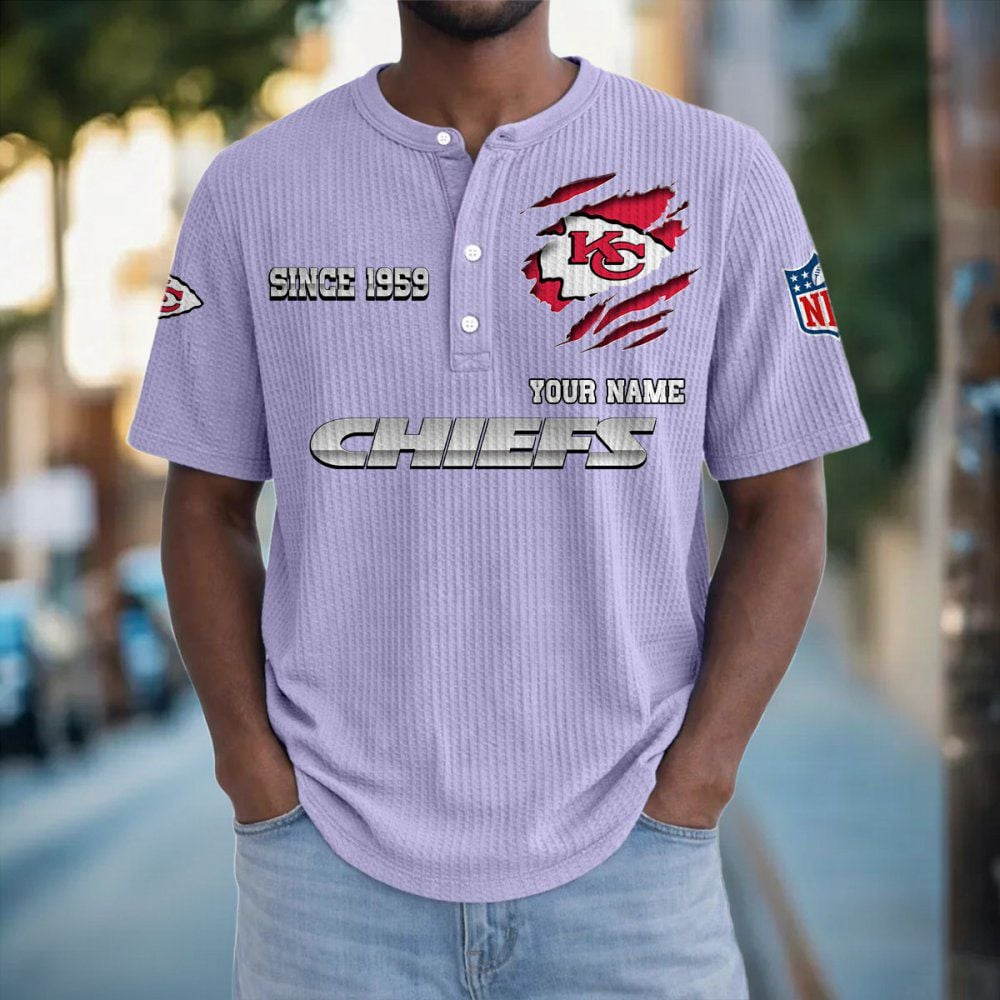 KC x NFL Crew Neck Button Henley Tshirt 0405 DatND DVT