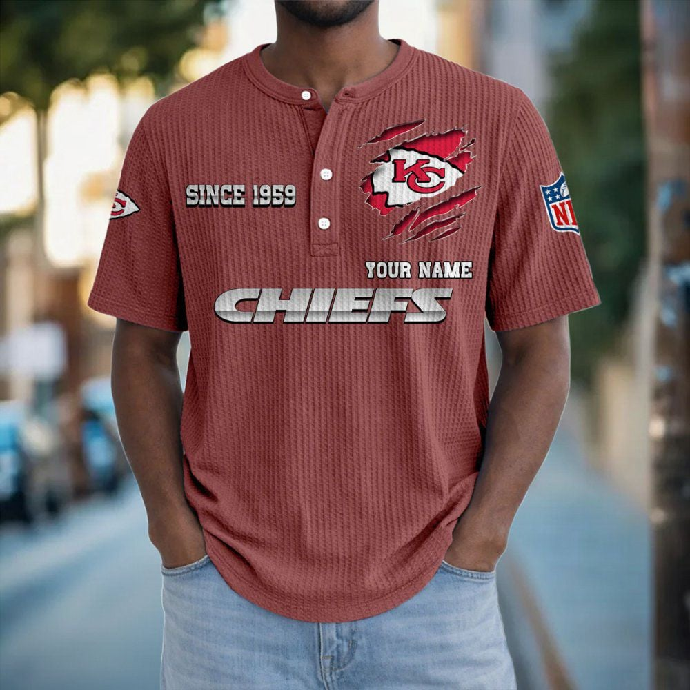 KC x NFL Crew Neck Button Henley Tshirt 0405 DatND DVT