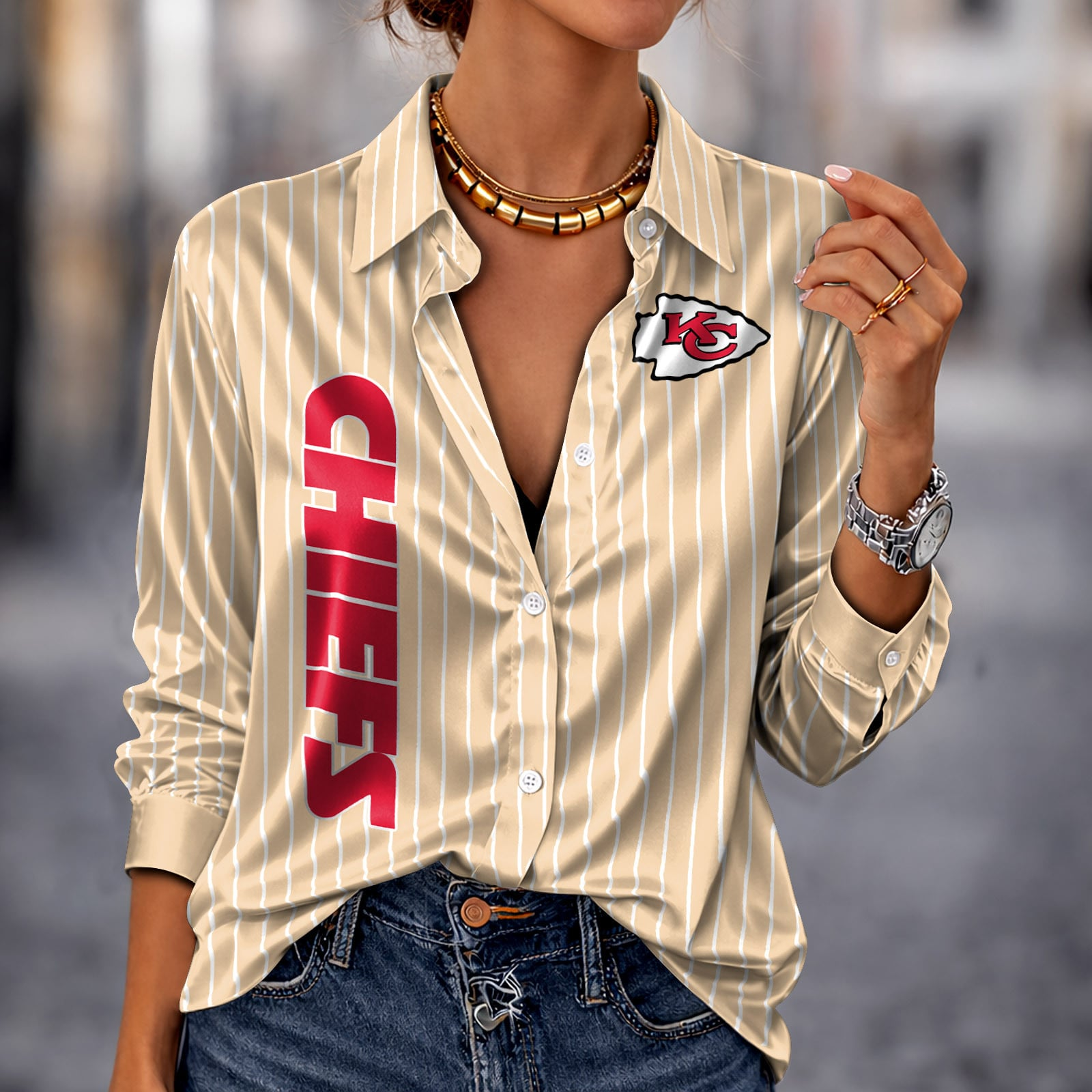 KCC x NFL Premium Stripe Shirt DATND TANTD 010426 Beige