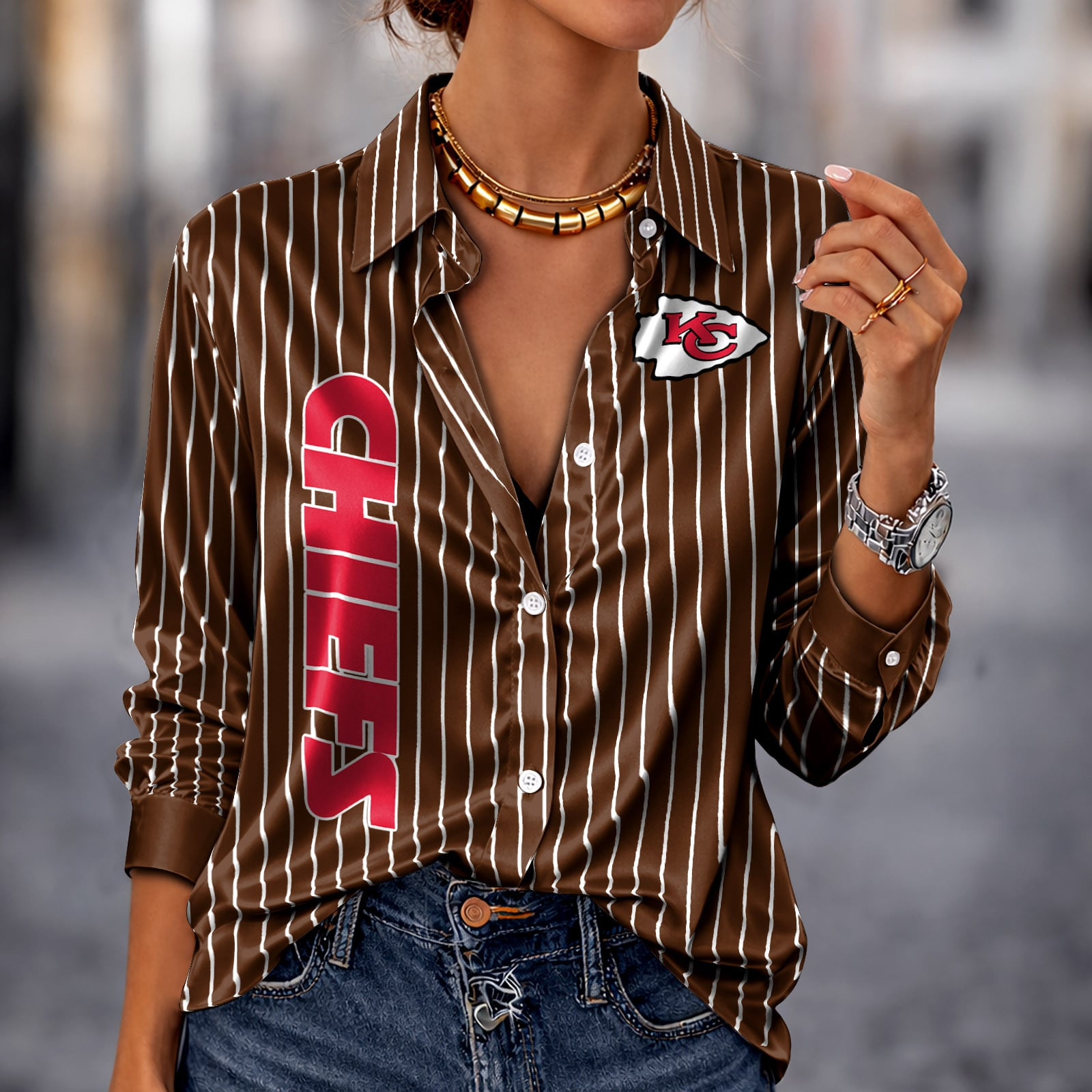 KCC x NFL Premium Stripe Shirt DATND TANTD 010426 Brown