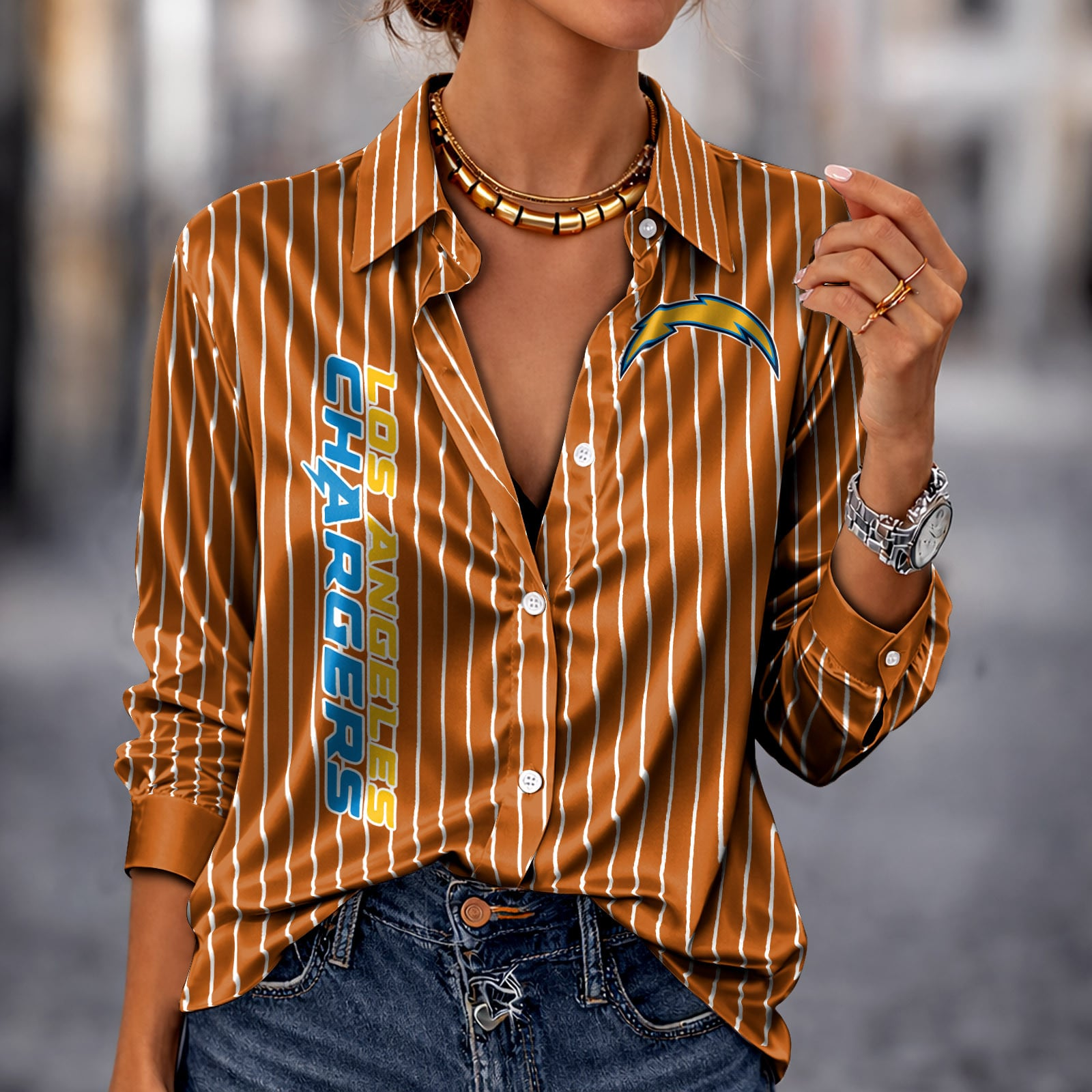 LAC x NFL Premium Stripe Shirt DATND TANTD 010426 Orange
