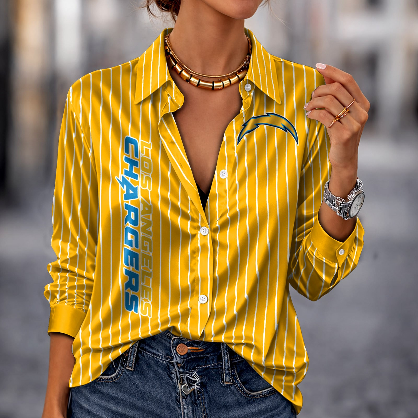 LAC x NFL Premium Stripe Shirt DATND TANTD 010426 Yellow