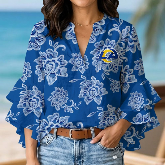LAR x NFL 3D V-Neck Lotus Trim Women's TShirt 2004 DatND DVT
