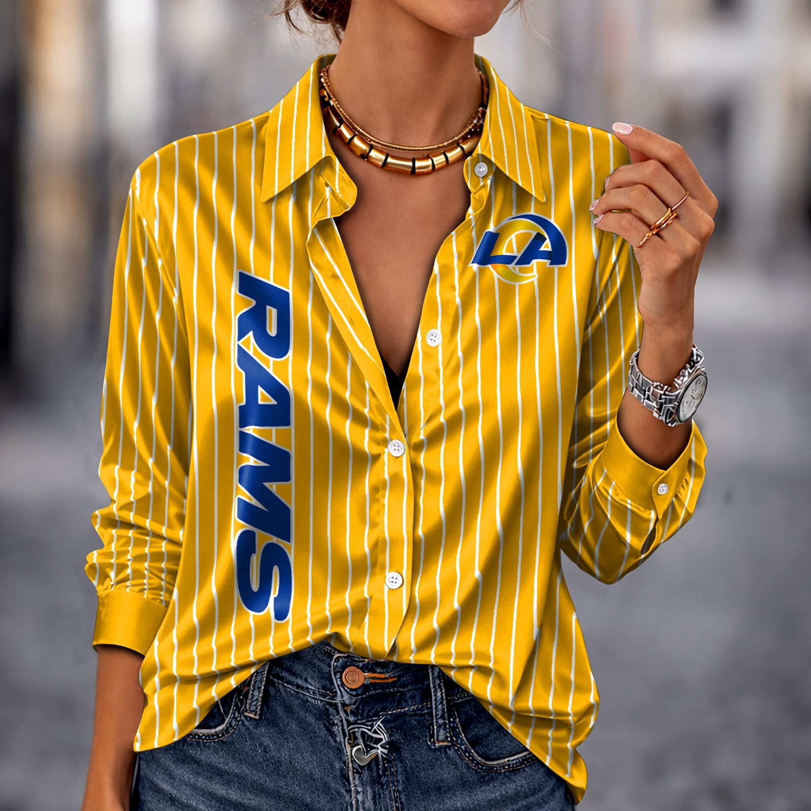 LAR x NFL Premium Stripe Shirt DATND TANTD 010426 Yellow