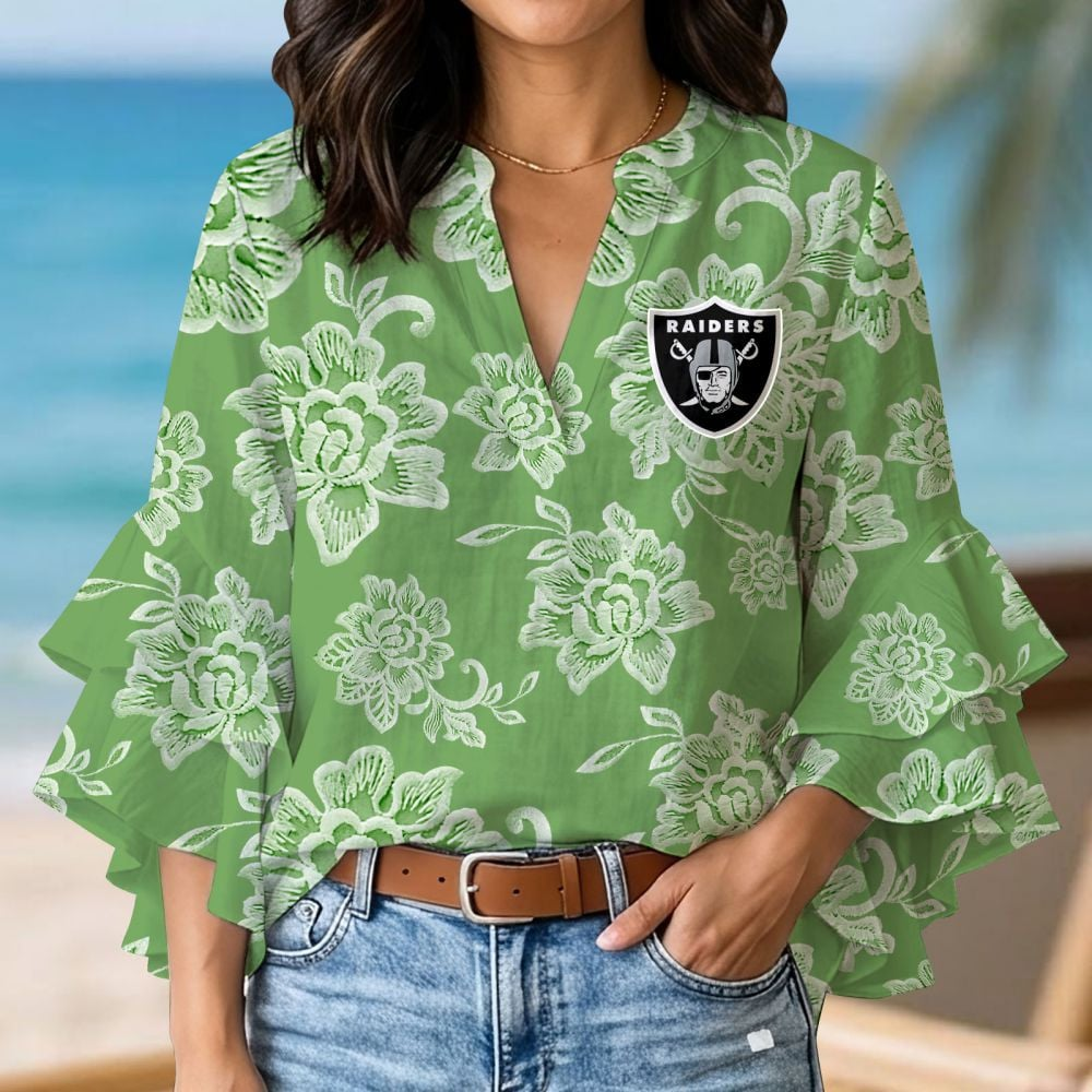 LV x NFL 3D V-Neck Lotus Trim Women's TShirt 2004 DatND DVT