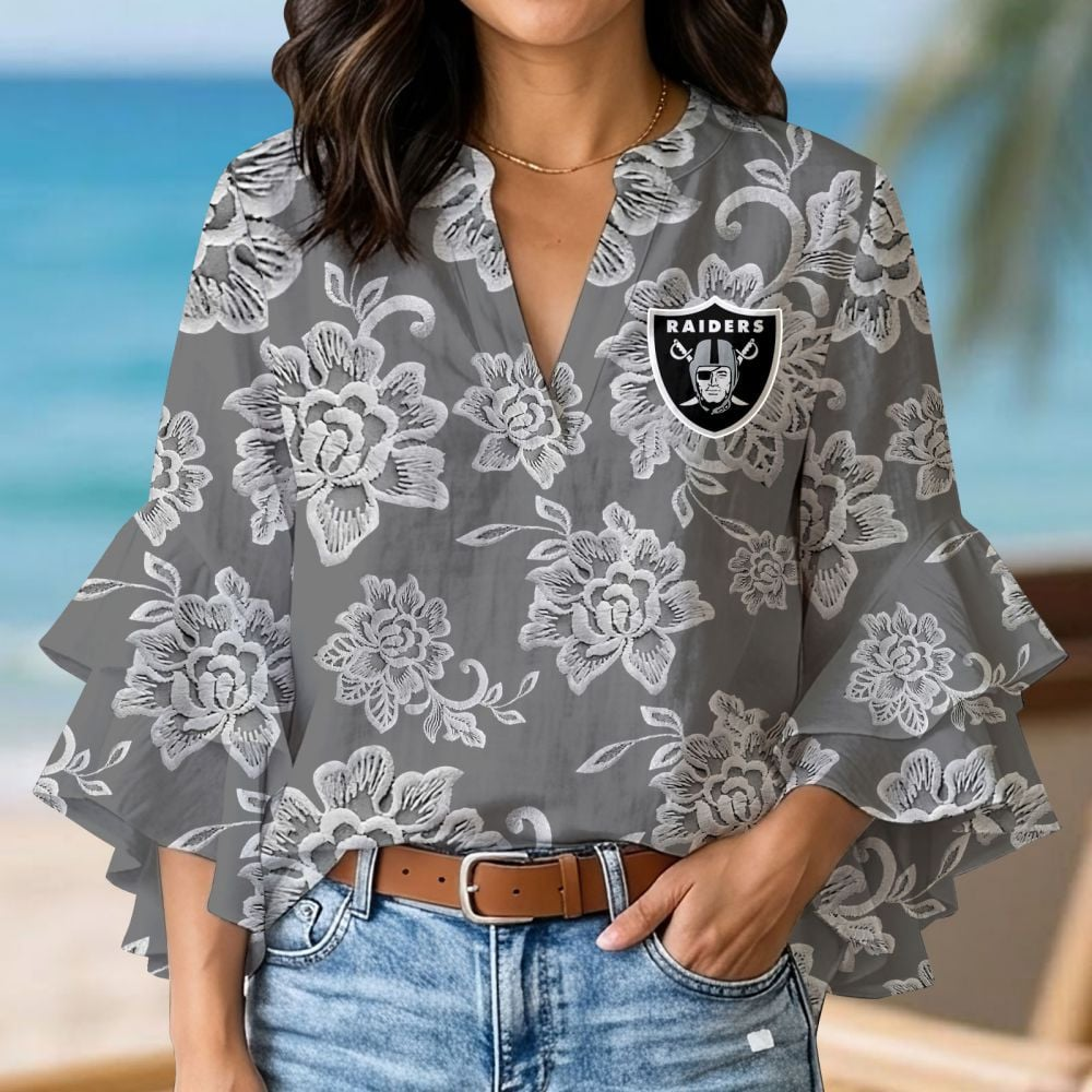 LV x NFL 3D V-Neck Lotus Trim Women's TShirt 2004 DatND DVT