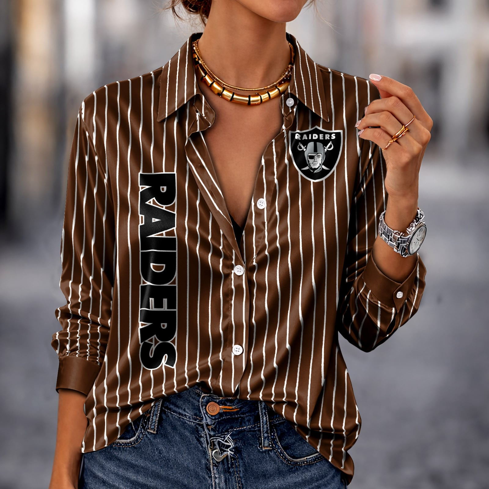 LVR x NFL Premium Stripe Shirt DATND TANTD 010426 Brown