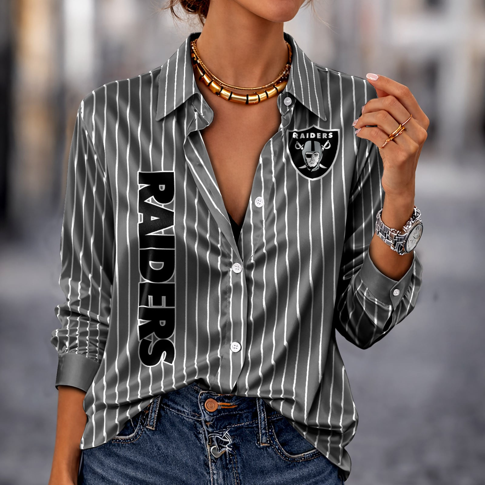 LVR x NFL Premium Stripe Shirt DATND TANTD 010426 Grey
