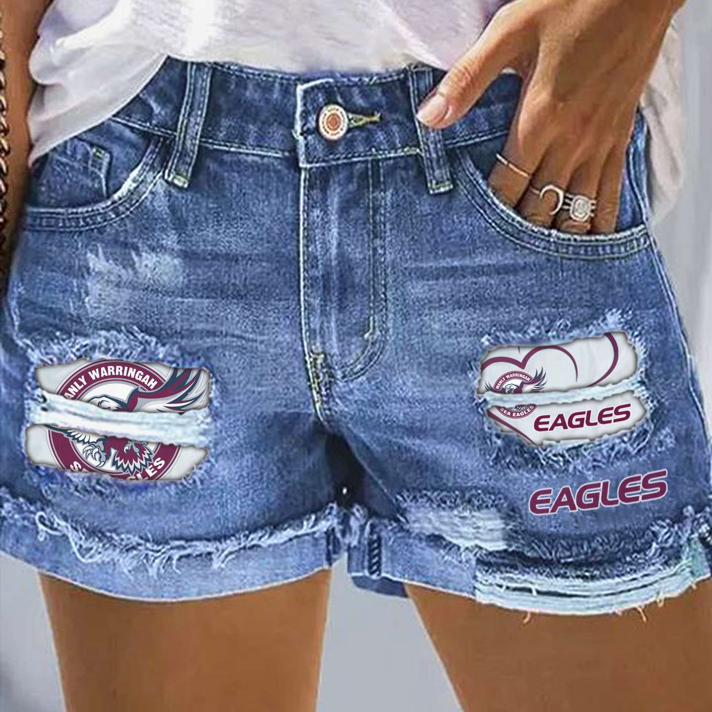 MAN x NRL Rip Print Fashion Denim Shorts 0904 DatND DVT
