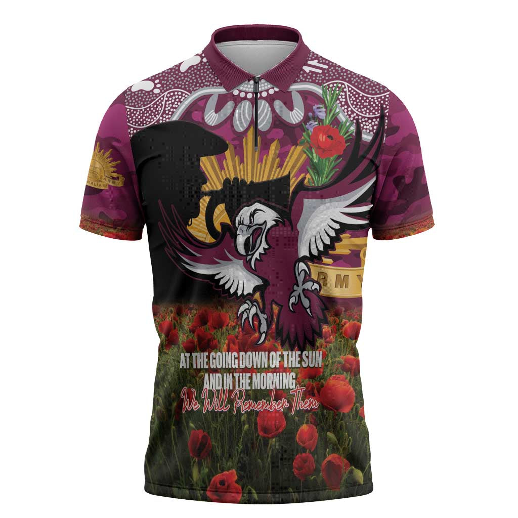 MAN x NRL Rugby ANZAC Day Zipper Polo Shirt Last Post Poppy We Will Remember Them LT14 DatND DVT
