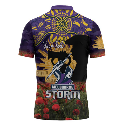 MEL x NRL Rugby ANZAC Day Zipper Polo Shirt Last Post Poppy We Will Remember Them LT14 DatND DVT