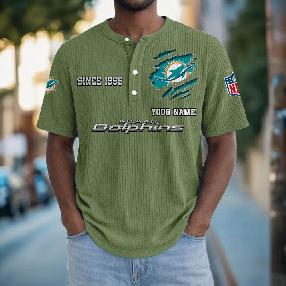 MIA x NFL Crew Neck Button Henley Tshirt 0405 DatND DVT