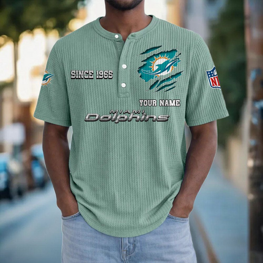 MIA x NFL Crew Neck Button Henley Tshirt 0405 DatND DVT