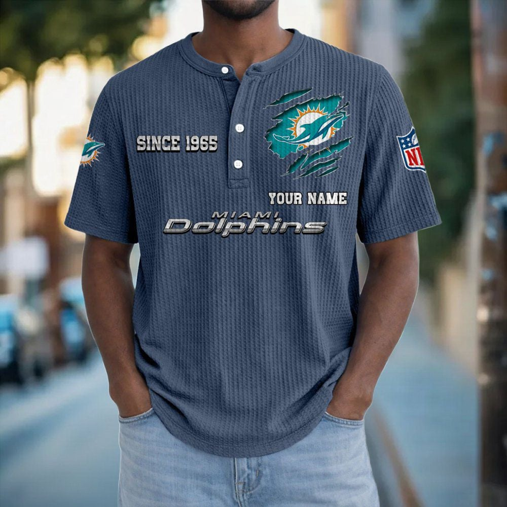 MIA x NFL Crew Neck Button Henley Tshirt 0405 DatND DVT